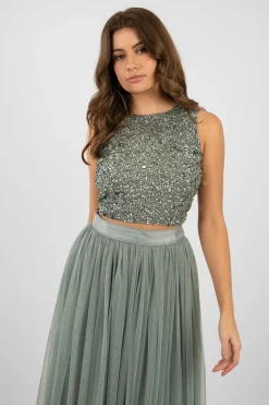 Picasso Teal Sequin Top