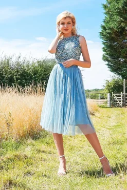 Picasso Teal Sequin Top