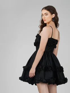 Rhiann Black Taffeta Mini Dress