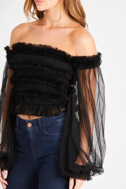Rolf Black Mesh Top