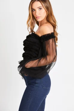 Rolf Black Mesh Top