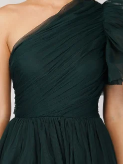 Rowan Emerald Green One Shoulder Tulle Gown