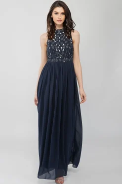 Saffron Floral Embellished And Embroidered Maxi Dress