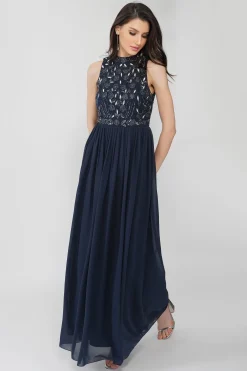 Saffron Floral Embellished And Embroidered Maxi Dress
