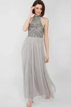 Sareen Grey Embellished Maxi Dress