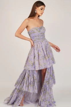 Shiloh Purple Printed Tulle Dress