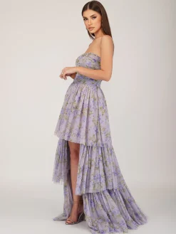 Shiloh Purple Printed Tulle Dress