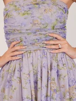 Shiloh Purple Printed Tulle Dress