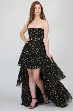 Shiloh Star Printed Tulle Dress In Black