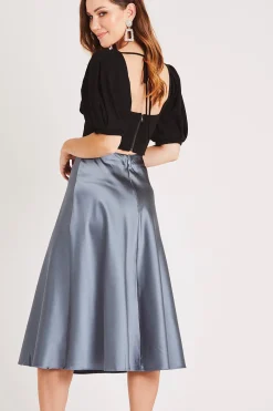 Sophie Grey Satin Skirt