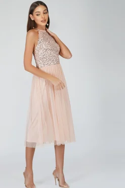 Sprinkle Blush Pink Bridesmaid Midi Dress