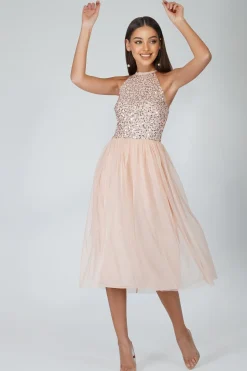 Sprinkle Blush Pink Bridesmaid Midi Dress