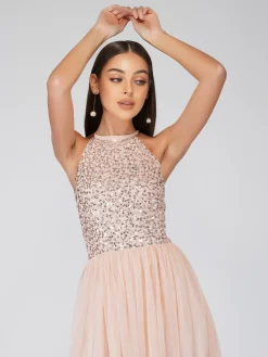 Sprinkle Blush Pink Bridesmaid Midi Dress
