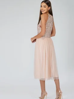 Sprinkle Blush Pink Bridesmaid Midi Dress