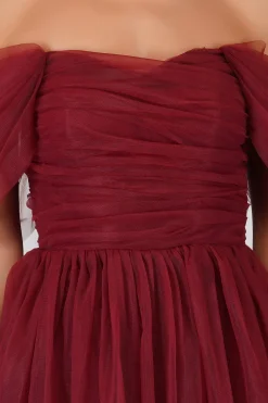 Sydney Burgundy Tulle Maxi Dress
