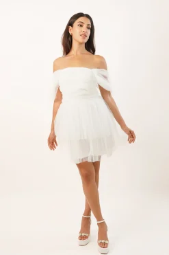 Sydney Double Layered Ivory Tulle Mini Dress