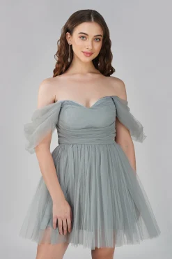 Sydney Dusty Blue Tulle Mini Dress