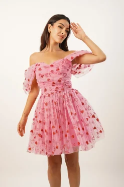 Sydney Pink Heart Mini Dress