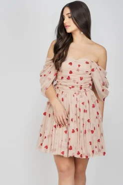 Sydney Red Heart Mini Dress