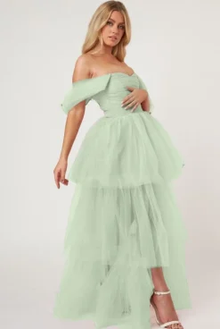 Sydney Tulle Maxi Dress In Sage