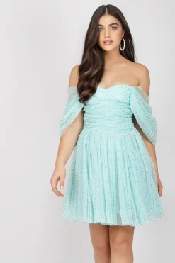 Sydney Tulle Polka Mini Dress In Mint