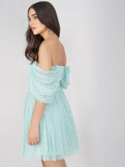 Sydney Tulle Polka Mini Dress In Mint