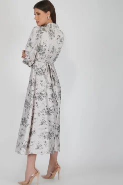 Talia Champagne Satin Wrap Midi Dress