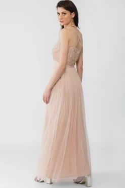 Ursa Blush Pink Embellished Maxi Dress
