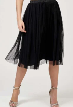 Val Tulle Midi Skirt In Black