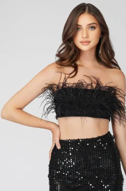 Xara Black Feather Top