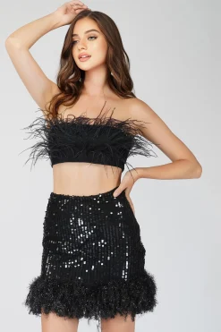 Xara Black Feather Top